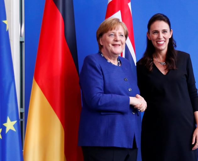 Angela Merkel and Jacinda Ardern in Berlin. Photo: Getty Images 