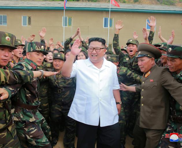 North Korea leader Kim Jong Un inspects Unit 1524 of the Korean People's Army (KPA) in this...