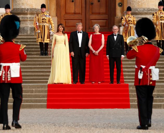 Donald Trump with First Lady Melania Trump (left) with Theresa May and her husband Philip. Photo:...