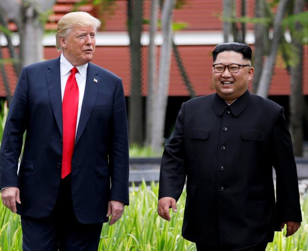 President Donald Trump and North Korean leader Kim Jong Un on Sentosa island in Singapore earlier...