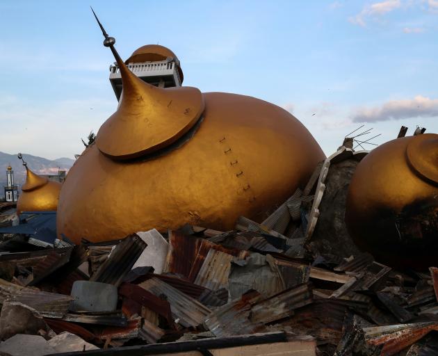 The remains of a mosque in Palu. Photo: Reuters