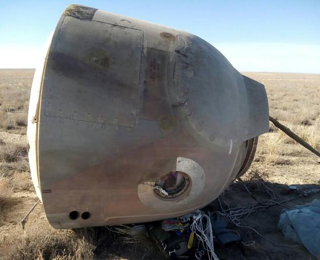 The Soyuz capsule landed safely near Zhezkazgan in central Kazakhstan. Photo; Federal Air...