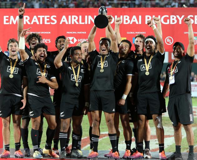 The Kiwis celebrate winning the final in Dubai. Photo: Reuters 

