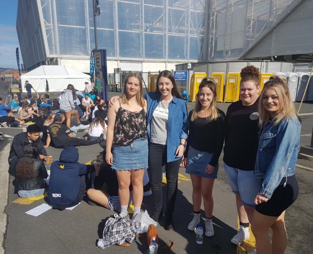 The line of hardcore Ed Sheeran fans waiting outside Forsyth Barr Stadium to ensure a good spot...