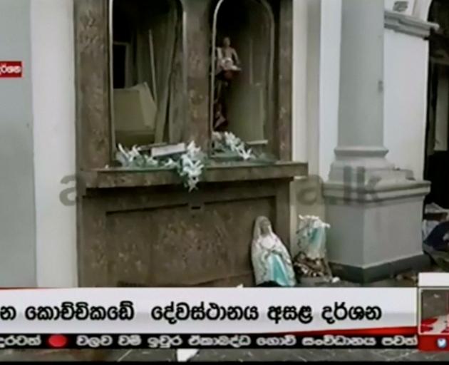 Damage is seen at St Anthony's church after explosions hit churches and hotels in Colombo. Photo...