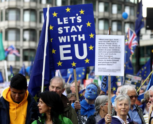Anti-Brexit protesters in London on Saturday. Photo: Reuters 