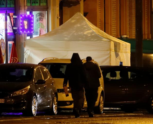 A forensic tent has been erected outside the kebab fast food restaurant. Photo: Reuters 