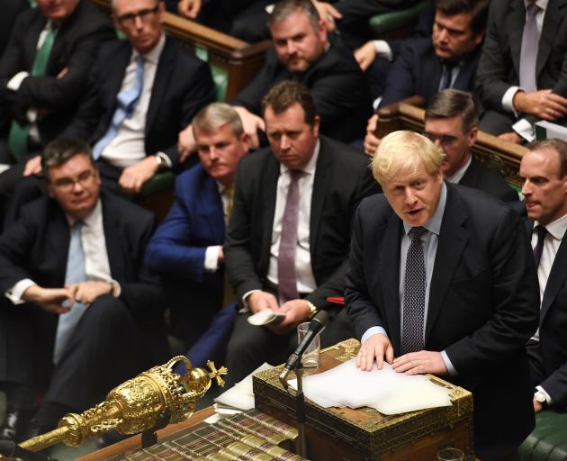 Prime Minister Boris Johnson speaks ahead of a vote on his renegotiated Brexit deal, on what has...