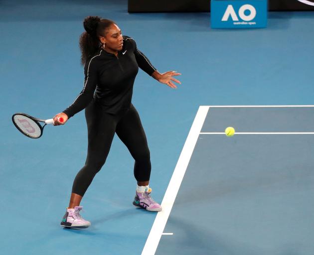 Serena Williams at a practice session in Melbourne. Photo: Reuters 