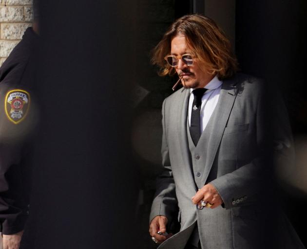 Johnny Depp leaves the Fairfax County Circuit Courthouse on Monday after jury selection. Photo:...