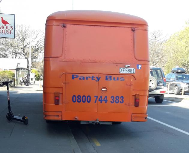 The driver of this party bus off-loaded his cargo of pub crawlers outside the main door of a...
