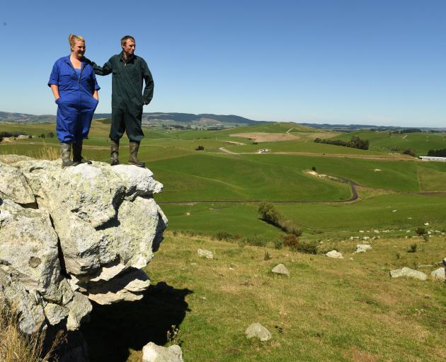 Dairy farmers Ann Linton and Scott Henderson survey the farm they manage near Milton. PHOTO:...