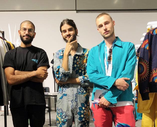 Douglas Bendennoone (left), of Gouache, a streetwear brand, and Ethan Fellous (centre) and Simon...