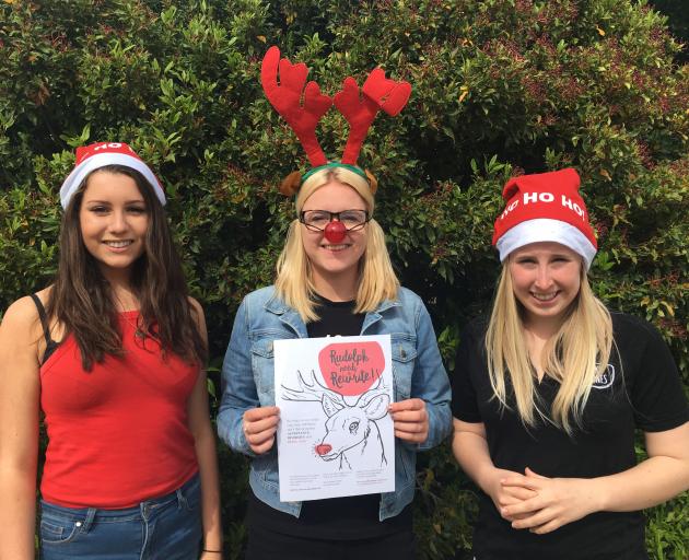From left: Sticks 'n Stones members Emilie Schorer (17), and Hannah Kelly (18), both of Alexandra, and Ashleigh Smith (19), of Naseby, want New Zealand children to create Christmas stories with a message of acceptance. PHOTO: SUPPLIED 