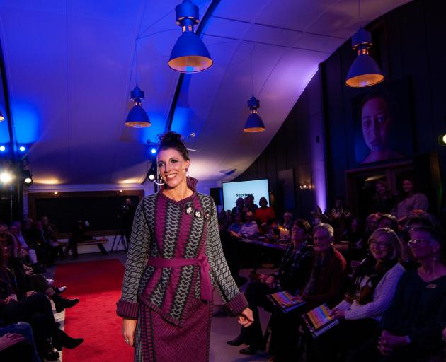 A model wears one of the streetwear designs at the WoolOn awards.