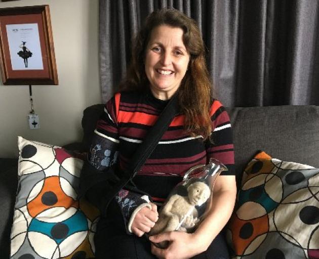 Ruth Arkless holds a felted creation for which she received an Otago Art Society award. PHOTO:...
