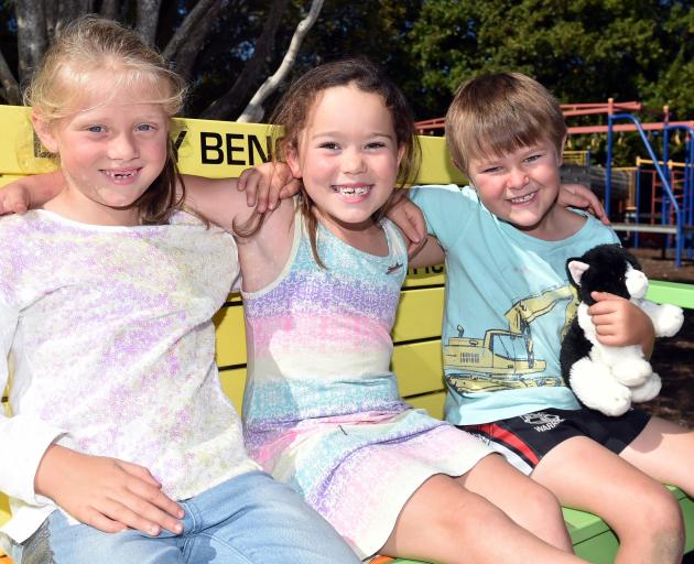 Abbotsford School pupils  (from left) Emma Collins, Ruby Leonard and Levi Hewitt-Anderson (all 6)...