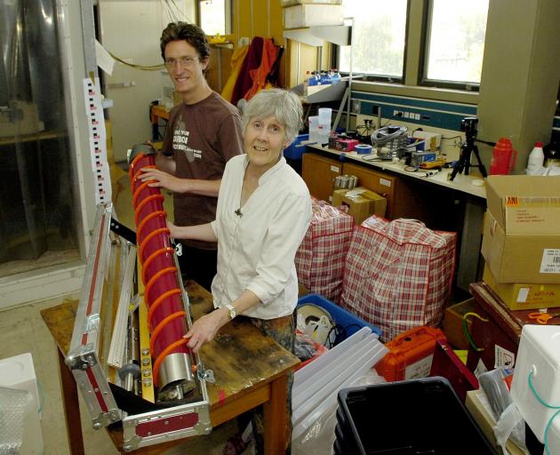 University of Otago doctoral student Alex Gough and Pat Langhorne prepare to spend winter on the...