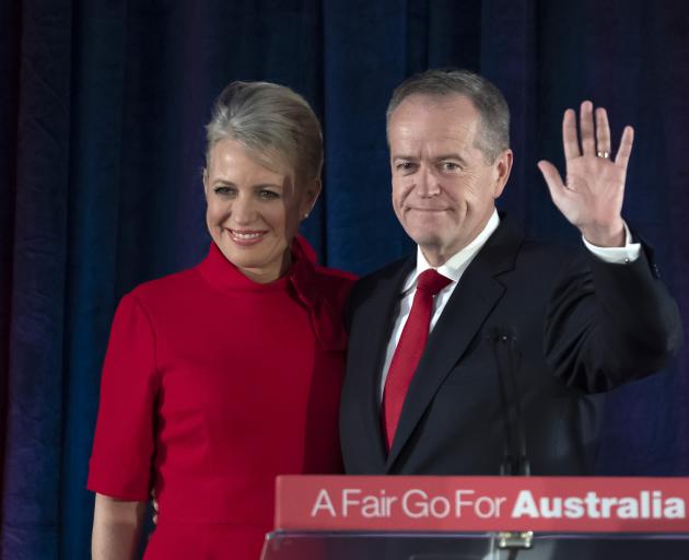 Bill Shorten with his wife Chloe in Melbourne. Photo: AP