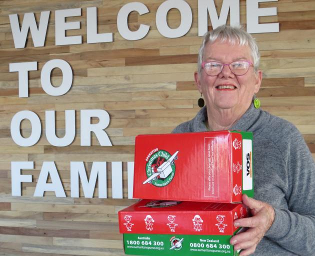 Ashburton co-ordinator Pat Andrew, of Operation Christmas Child, with some of the shoebox sized...