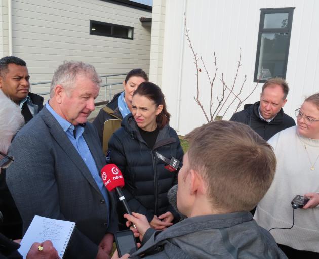 Ashburton Mayor Neil Brown speaking to media today. Photo: Linda Clarke/Ashburton Courier 