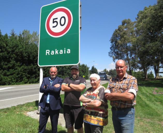 Rakaia Community Association president Neil Pluck (far right) with (from left) Rakaia School...