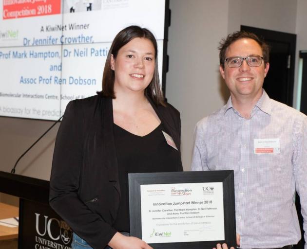 Dr Jennifer Crowther was also recently presented an Innovation Jumpstart award by Kiwinet chief...