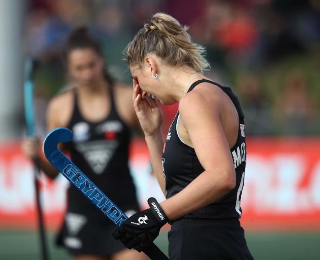 Black Sticks player Olivia Merry was hit on the face during the match against Australia. They...