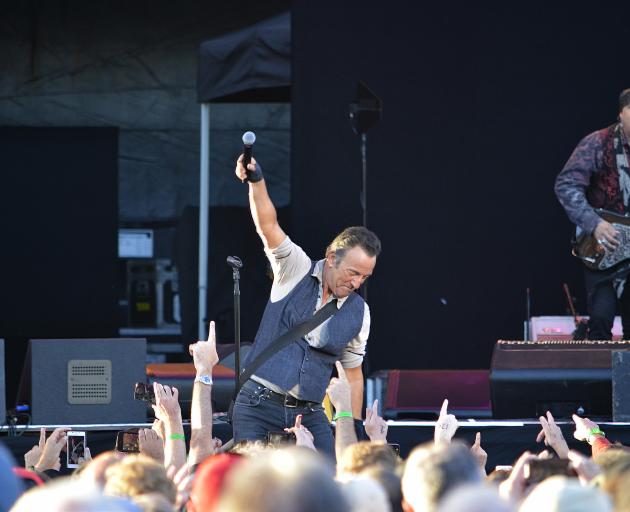 Bruce Springsteen rocks the crowd at AMI Stadium. Photo: Olivia Turner