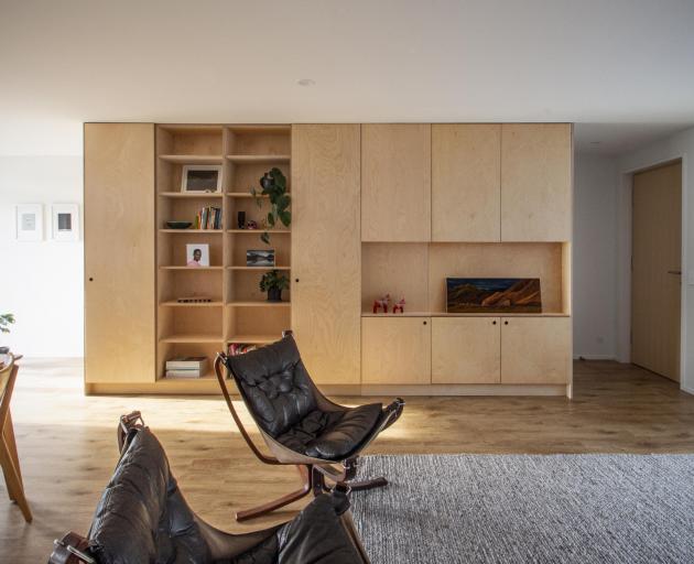 Creating built-in birch ply shelving is one of many projects that the residents have worked on...