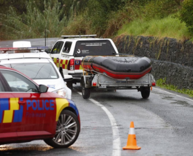 An inflatable rescue boat was brought in to help with the search for the missing student. Photo:...