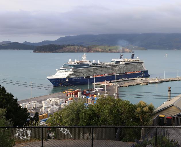 The Celebrity Eclipse at Lyttelton's new Cruise Wharf this morning. Photo: John Spurdle