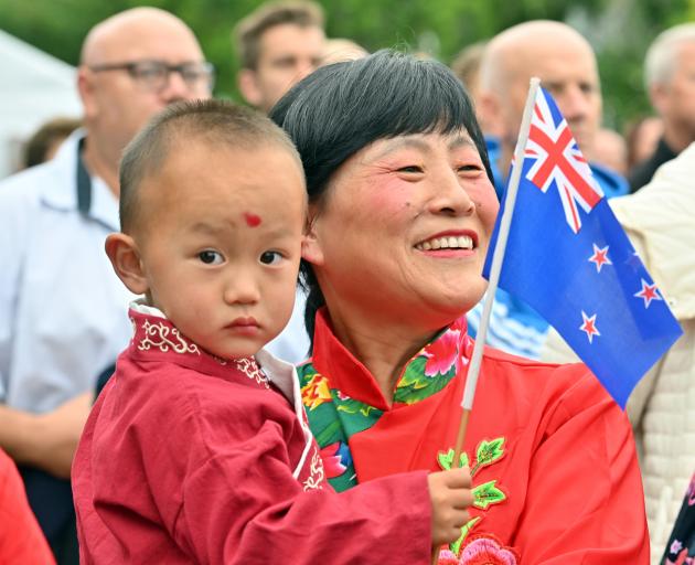 Andrew Liu (2) and his grandmother Judy Wang, of Dunedin, celebrate the start of the Year of the...