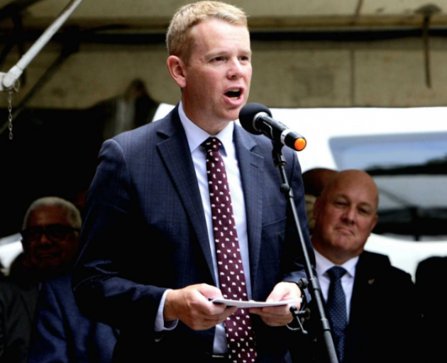 Prime Minister Chris Hipkins speaking at Waitangi today. Photo: NZ Herald
