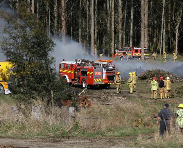 Fire crews at the scene this afternoon. Photo: John Cosgrove