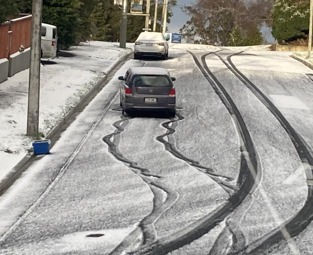 Treacherous road conditions in Colinsay St, Halfway Bush. Photo: Stephen Jaquiery