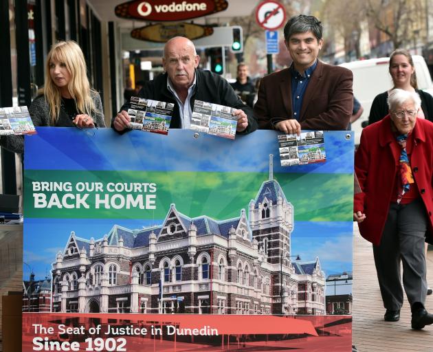 With lawyer Anne Stevens and fellow councillor David Benson-Pope, campaigning to save the Dunedin...