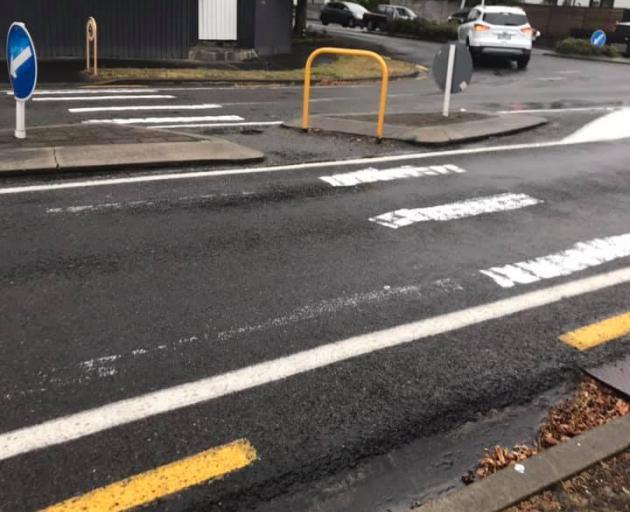 An illegally painted pedestrian crossing on a busy Christchurch street. Photo: Supplied