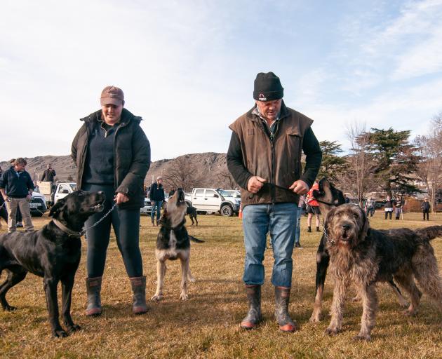 Bannockburn father and daughter duo Erin Chittock with dogs Stan and Dave, and Kerry Chittock and...