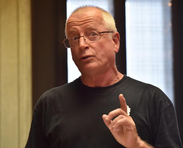 Dr Rory Sweetman speaking at this week's Dunedin launch of his book Defending Trinity College...