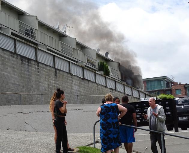The fire broke out in the Ballarat St unit shortly after midday. Photo: Cass Marrett