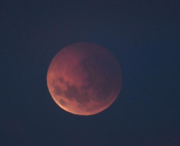 The blood moon as it appeared in Dunedin this morning. This photo was taken from Centre Rd. Photo...