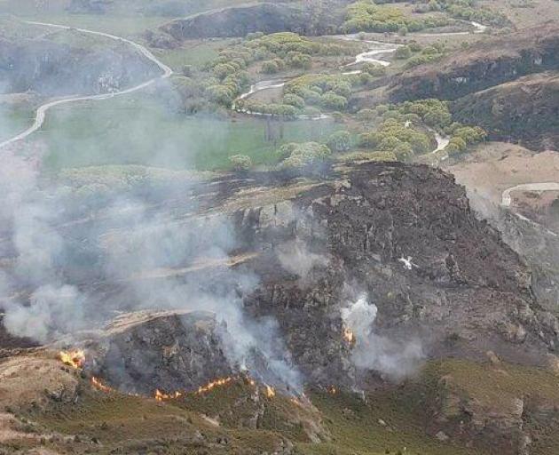 The fire is on rocky terrain: Photo: Fire and Emergency New Zealand via RNZ