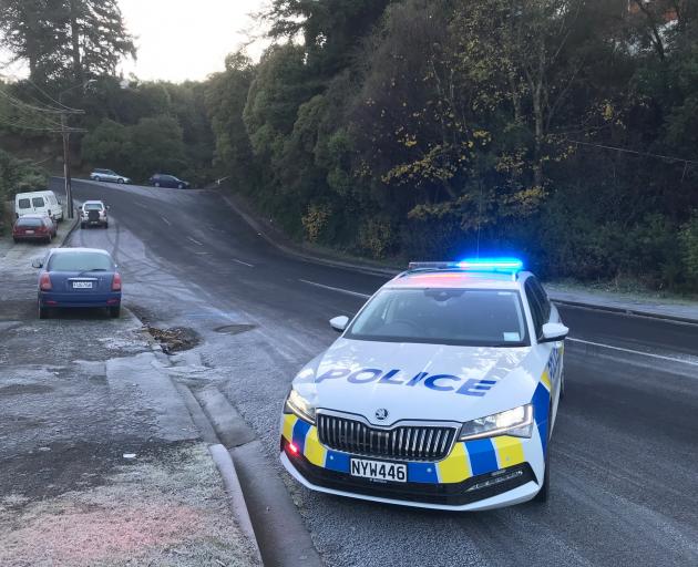 Fea St in Pinehill is closed due to ice. Photo: Gregor Richardson 
