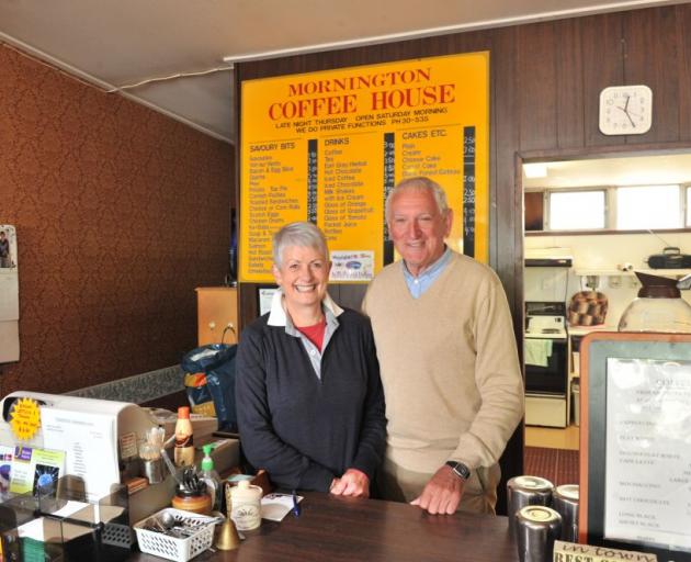 Former Mornington Coffee House owners  and Glenda  (69) and James (71) Butler  inside the Dunedin cafe this week. Photo by Linda Robertson.