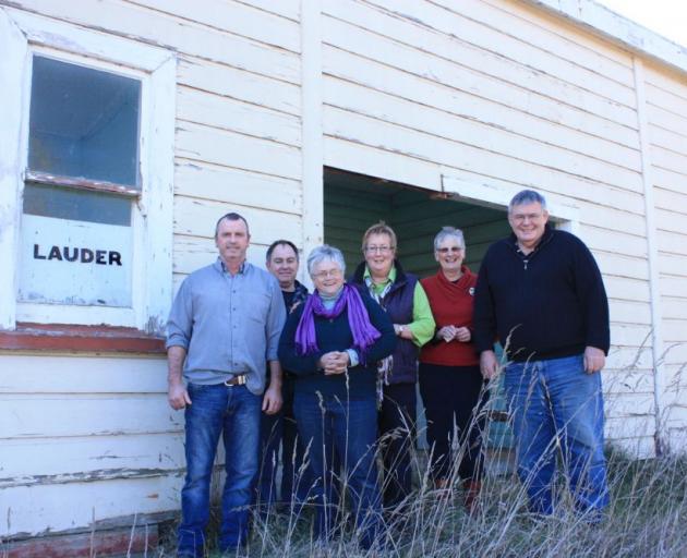 Lauder Beautification Society members and those involved with plans to move the Lauder railway station close to its original location next to the Otago Central Rail Trail. From left: Ralph Milne, Derrick Clarke, Esme Macdonald, Vicky Ryalls, Pam Harrex, a