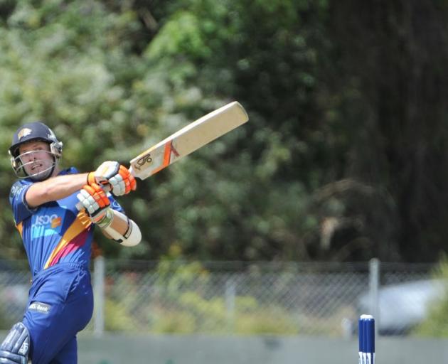 Otago batsman Derek de Boorder smashes the ball towards through the legside during his side's one-day match against Central Districts at the University Oval yesterday. Photo by Gregor Richardson.   