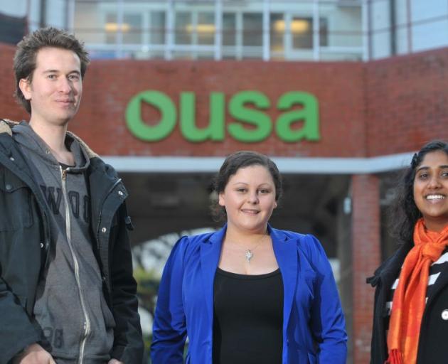 New Otago University Students' Association members (from left) Paul Hunt (24), Jess McLean (20) and Payal Ramritu (22). Photo by Gregor Richardson