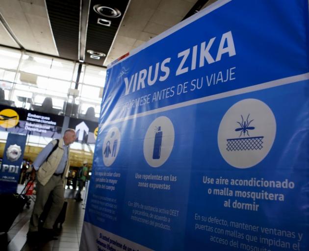 Banners at airports in South America are alerting passengers to the  Zika virus. Photo: Reuters