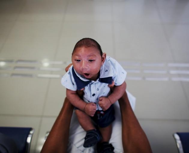 Two-month-old Gustavo Henrique from Brazil was born with microcephaly.  Photo: Reuters 